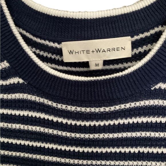 White + Warren Navy Striped M Sweater - Picture 4 of 6
